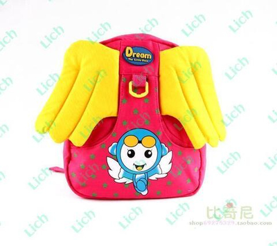 Рюкзак детский с контрастными крыльями и принтами звезд и ангела