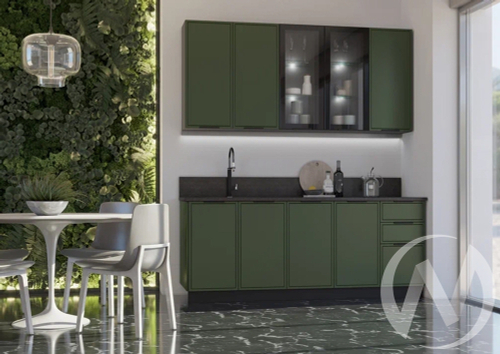 Кухня Николь 2;0/900м (графит/холст темно-зеленый/кастилло темный)