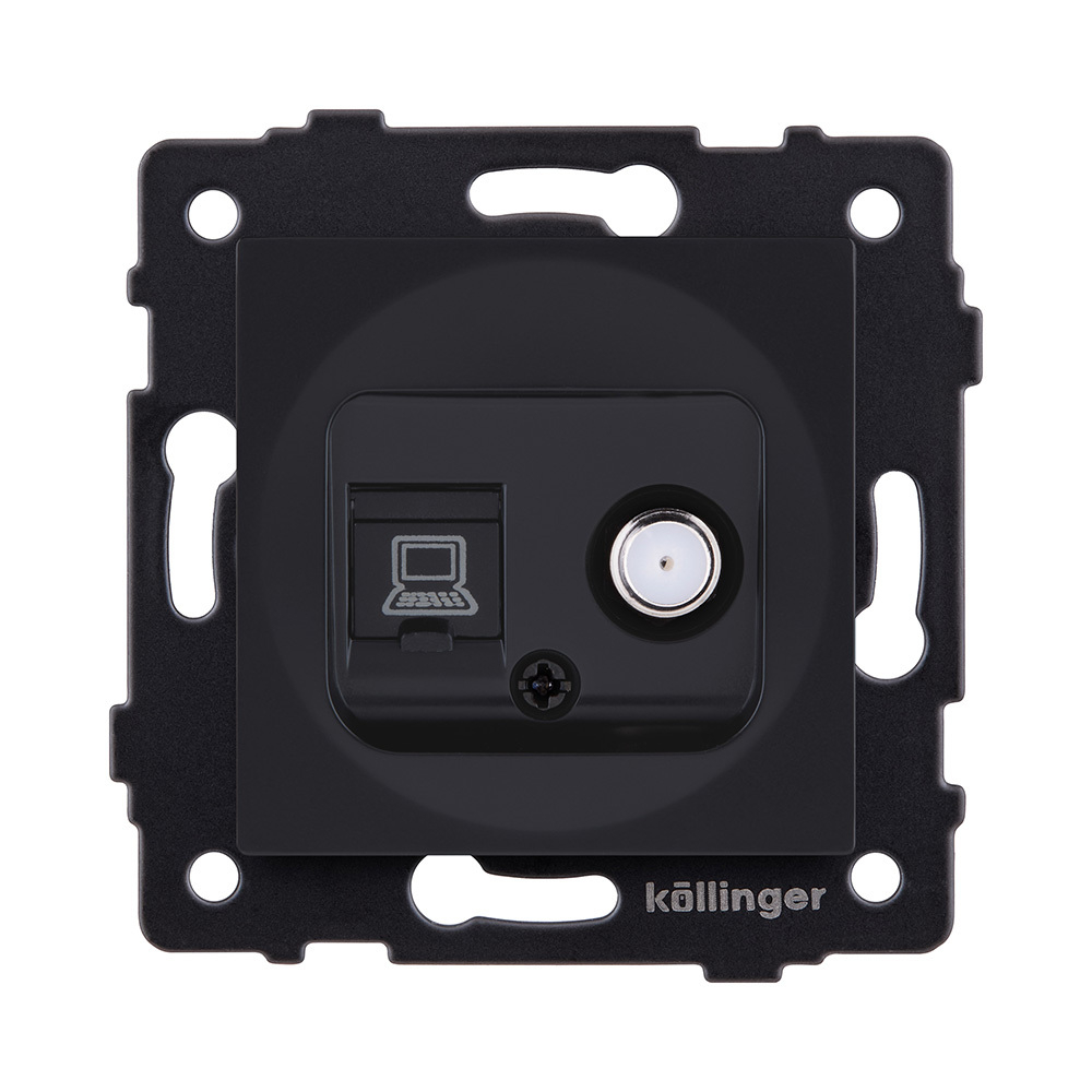 Розетка двойная спутниковая SAT + RJ45 Cat.6, черный матовый Kollinger REA-014BM для Aspekt, Eleganz, Reflex