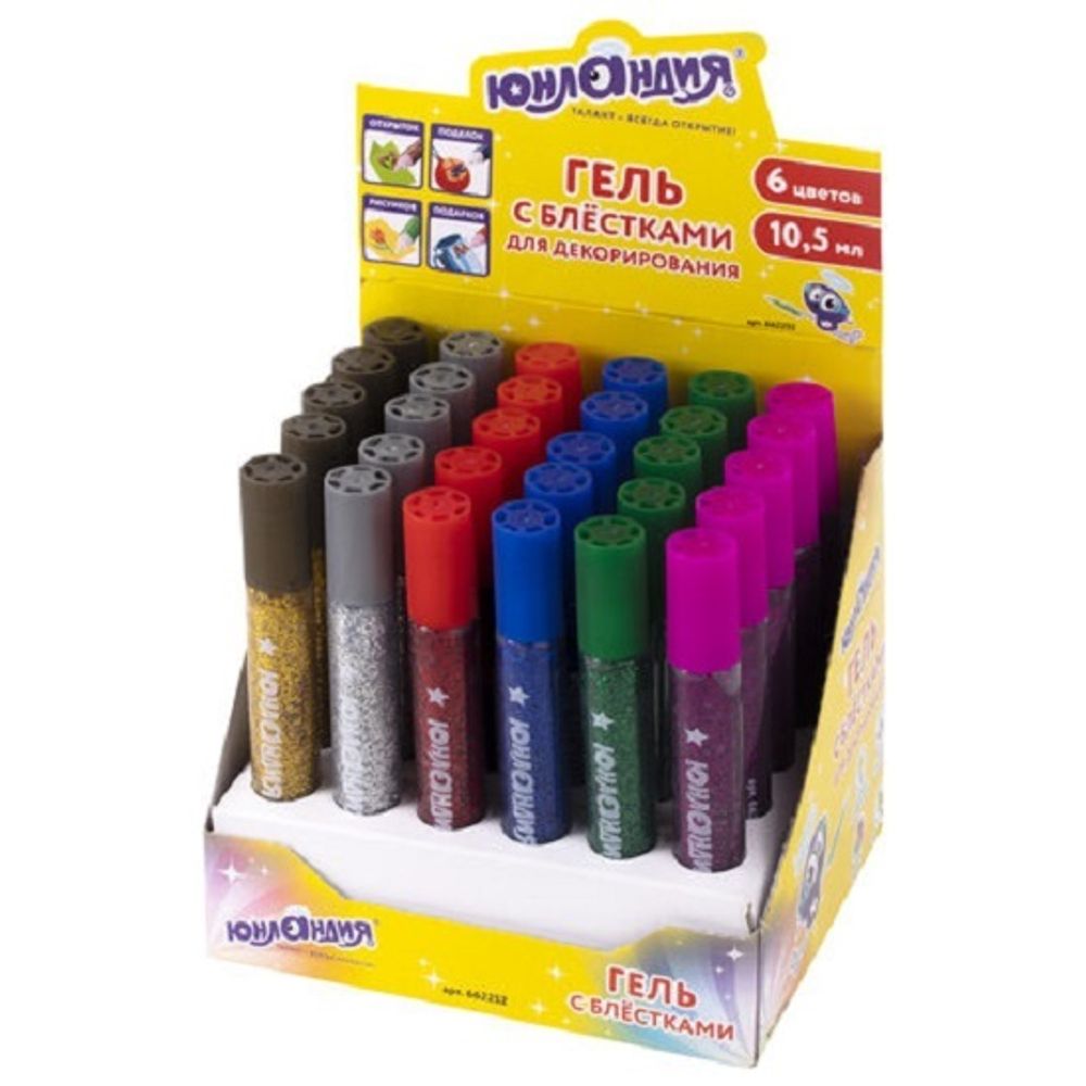 Гель с блёстками 10.5мл, Юнландия, ассорти, 1шт