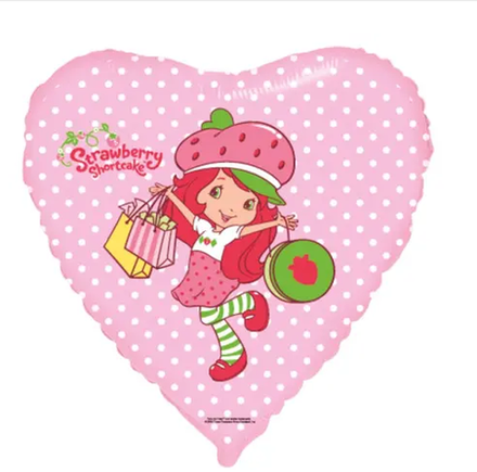 Ф 18'' Сердце Клубничка с покупками Розовый 45 см.