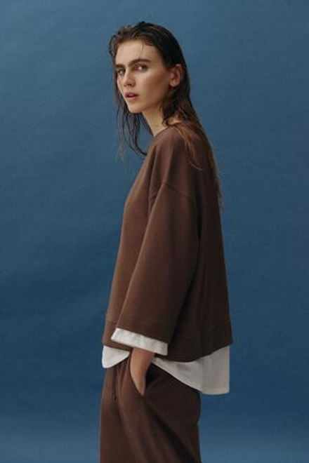 ZARA КОМБИНИРОВАННАЯ ТОЛСТОВКА С ДЛИННЫМИ РУКАВАМИ, СВЕТЛО-КОРИЧНЕВЫЙ