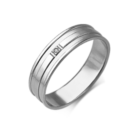 Обручальное кольцо из белого золота c бриллиантом 01-1214-00-101-1120-30