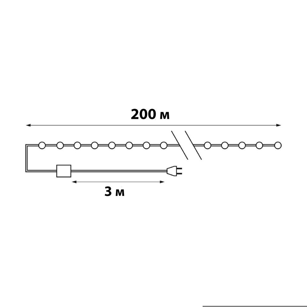 ULD-S20000-2000-DGA WHITE IP20 DEW Гирлянда светодиодная Роса. 200м. 2000 светодиодов. Белый свет. Провод зеленый. ТМ Uniel