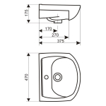 Раковина накладная "Дора-47" белая (ОК)