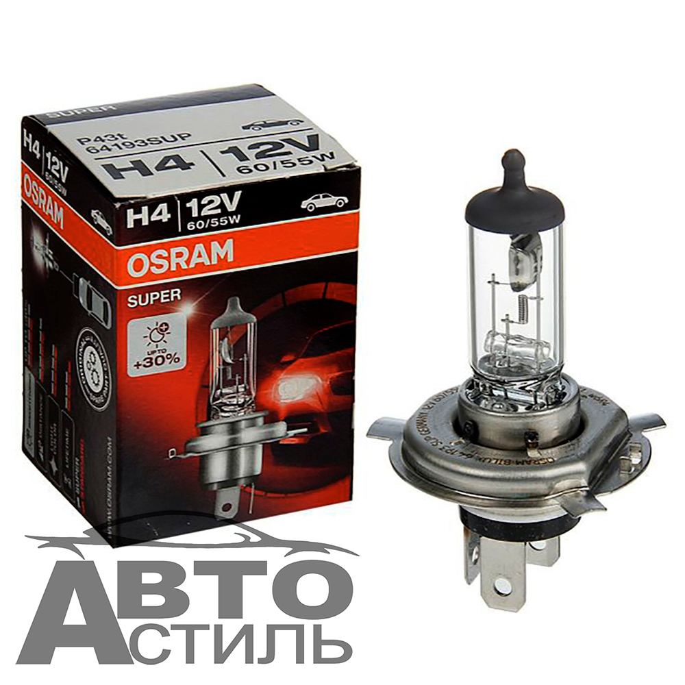 Автолампа H4 12V 60/55W P43t Osram  + 30% (64193SUP) SUPER шт