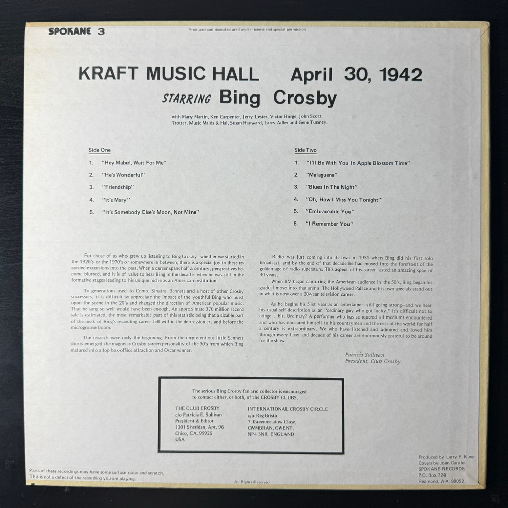 Bing Crosby ‎– Kraft Music Hall April 30, 1942 (США)