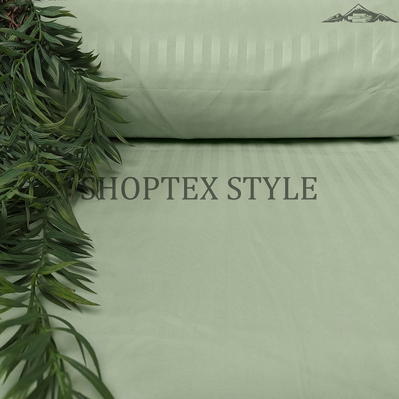 Полисатин-страйп &quot;Фисташка&quot; | ш.220 см | 95 г/м² | полиэстер-100%