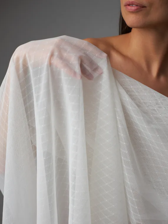 Сетка эластичная ромб оптом, айвори 004