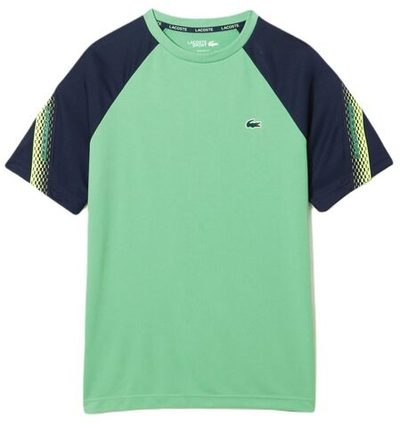Футболка мужская теннисная Lacoste SPORT Regular Fit Logo Stripe T-shirt - green/navy blue