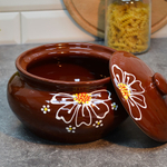 Горшок керамический для пельменей "Ромашка" коричневая