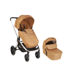 коляска модульная Luxmom 780 2 в 1 коричневого цвета