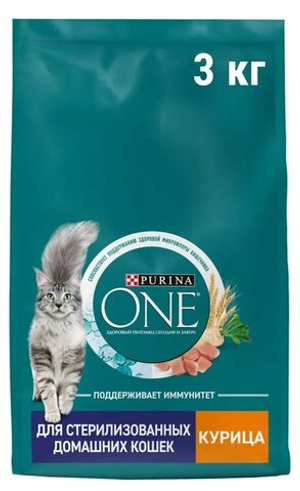 Сухой корм Purina ONE для стерилизованных домашних кошек с курицей 3кг