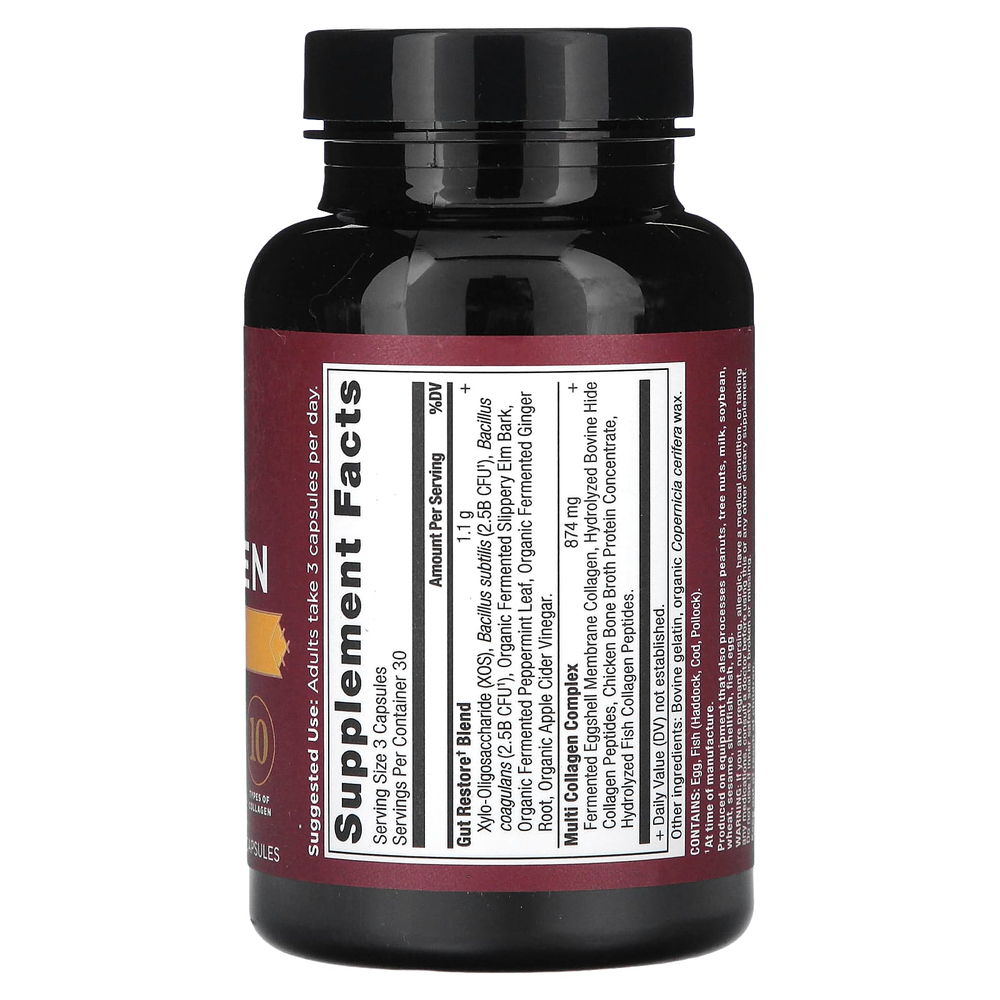 Ancient Nutrition, Смесь коллагена разных типов для восстановления пищеварения, 90 капсул