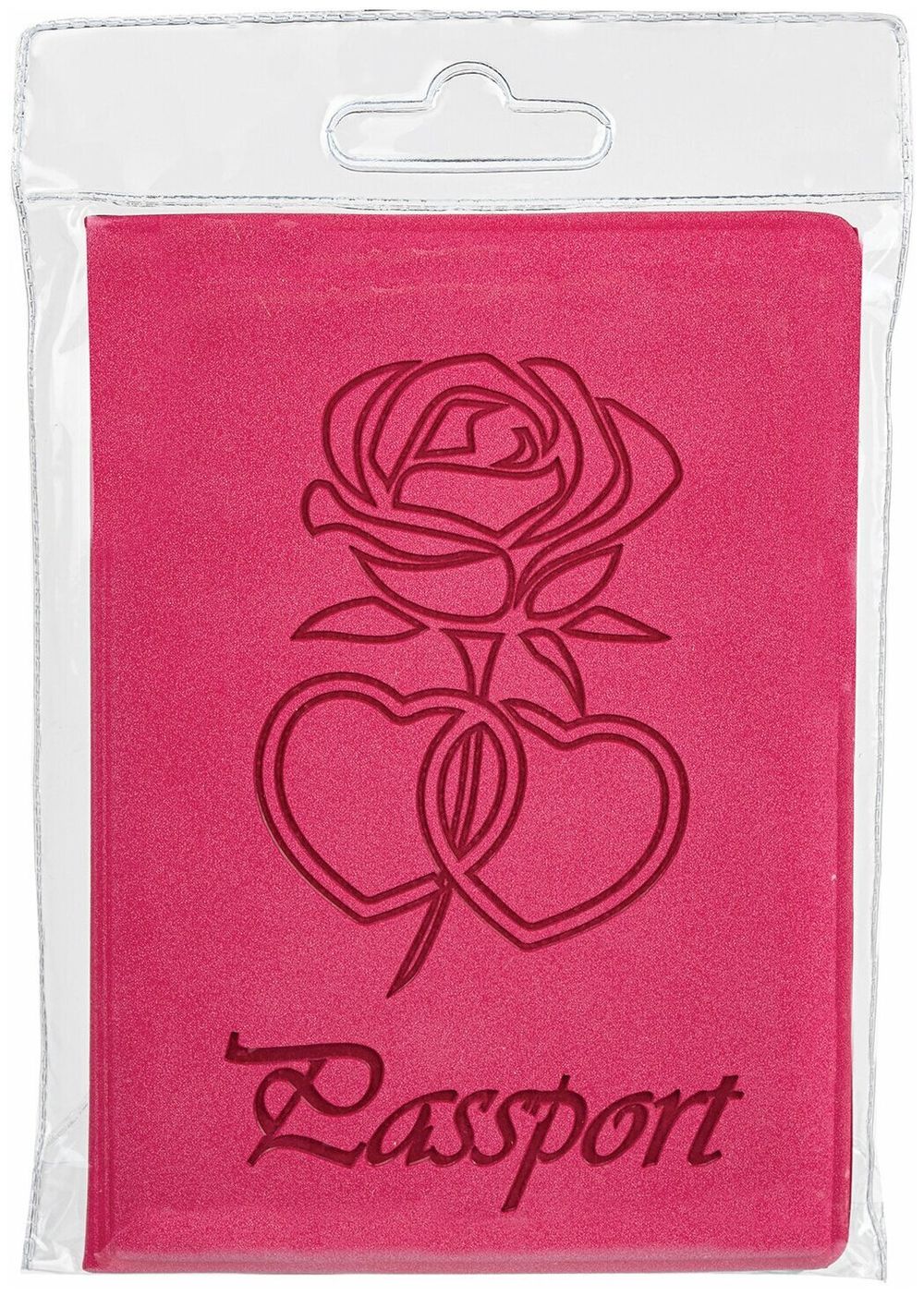 Обложка для паспорта STAFF, бархатный полиуретан, "Роза", розовая, 237619