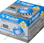 ЗУБР 100 мм, стальная проволока, 0.5 мм, Щетка чашечная, Профессионал (35275-100)