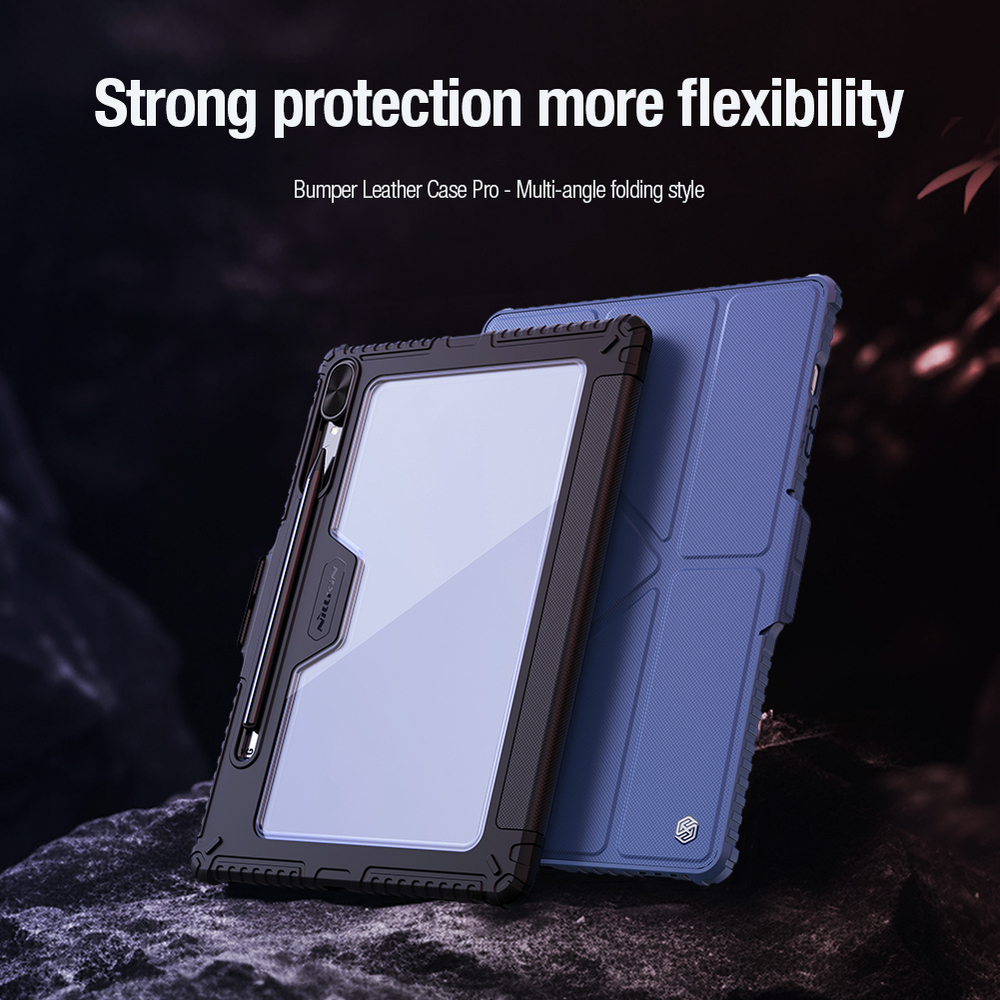 Чехол книжка от Nillkin для планшета Samsung Galaxy Tab S9+ Плюс, серия Bumper Pro Case-Multi Angle Folding Style, многофункциональный складной