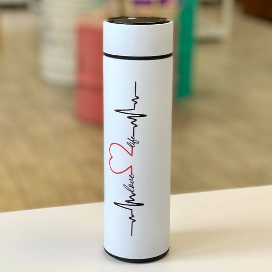 Термос с термометром "Биение сердца", Soft Touch, 500 мл, сохраняет тепло 10 часов