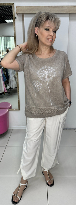 Комбинированная футболка с изображением одуванчиков