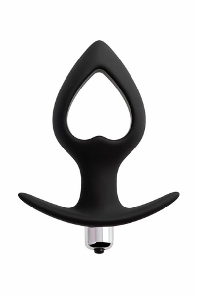 Черная вибровтулка с полой серединой в виде сердечка Cordis M - 14 см. (Цвет: черный)