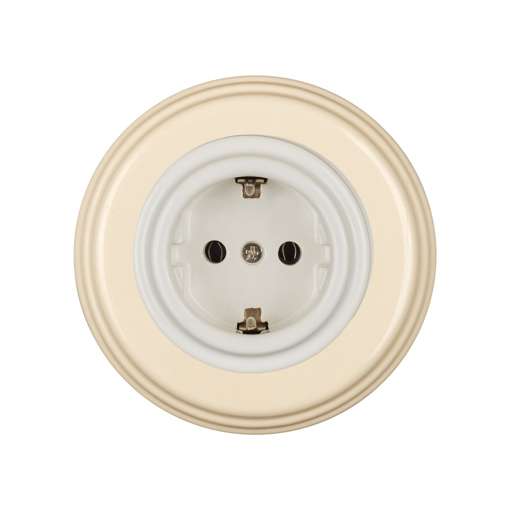 Розетка, керамика, цвет белый, с заземляющим контактом B1-101-01