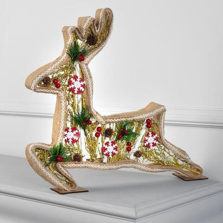 Фигура дерев. "Олень ветки" 45х5х49 см, AA*2 (не в компл.), 14 LED, Т/БЕЛЫЙ