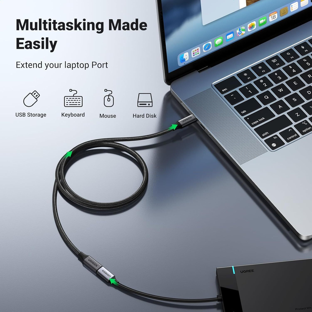 Кабель USB C 3.1 Gen2- USB C, 10Gbps, 5A, 100W, 0.5m. удлинитель UGREEN 80810