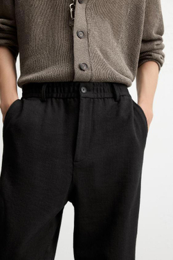 ZARA БРЮКИ REGULAR FIT ИЗ ТКАНИ С ТЕКСТУРОЙ, ЧЕРНЫЙ