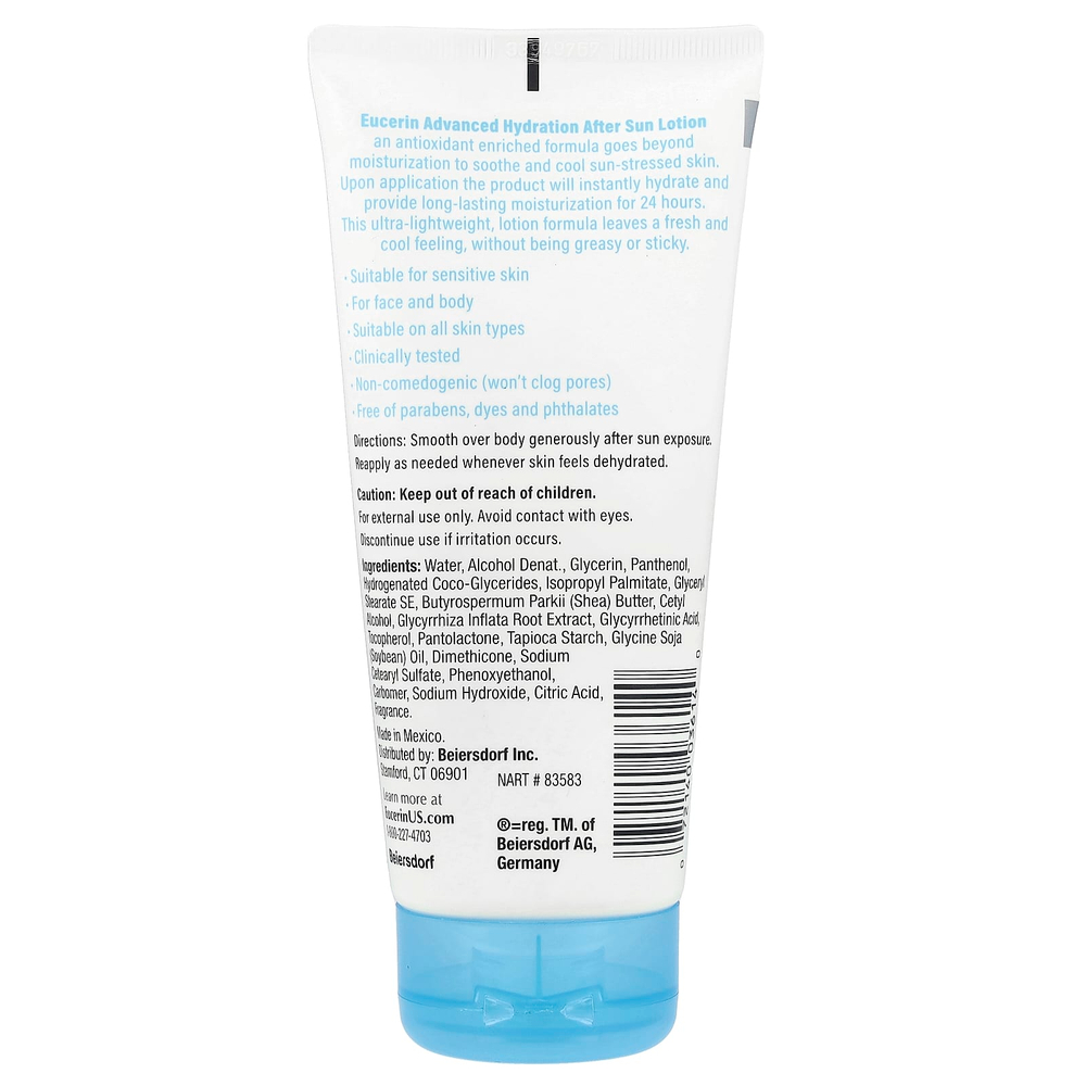 Eucerin, Лосьон после загара для улучшенного увлажнения, 200 мл (6,8 жидк. унц.)