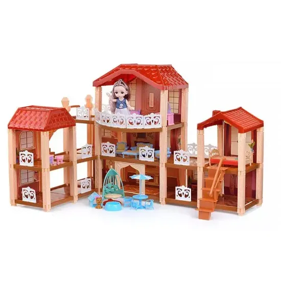 Кукольный дом " Sweet Family " 220-108А , куклы + мебель + подсветка