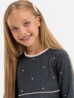 Платье для девочки 392 серый-белый