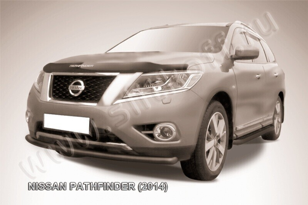Защита переднего бампера Nissan Pathfinder (2012-2017) d57 радиусная серебристая