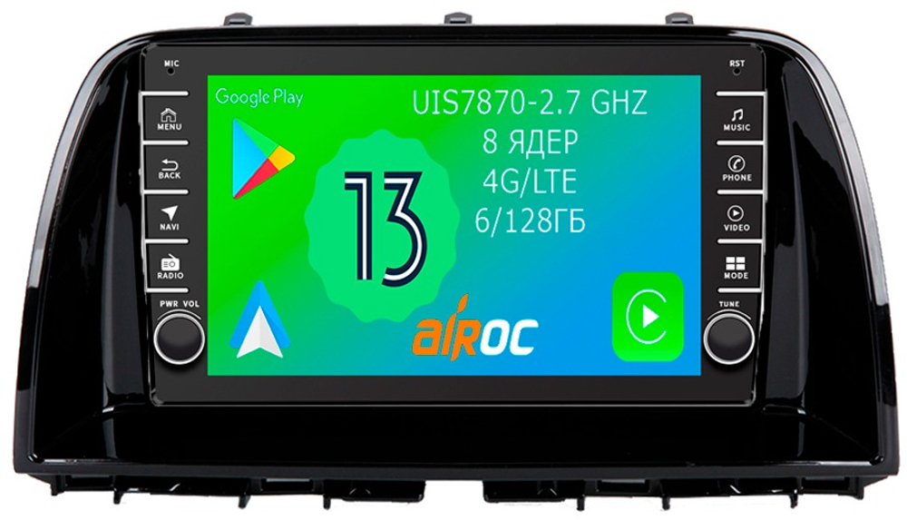 Магнитола для Mazda CX-5 2011-2017 - Airoc AB-2410 (кнопки и крутилки), Android 13, TS20, 6/128Гб, SIM-слот, CarPlay