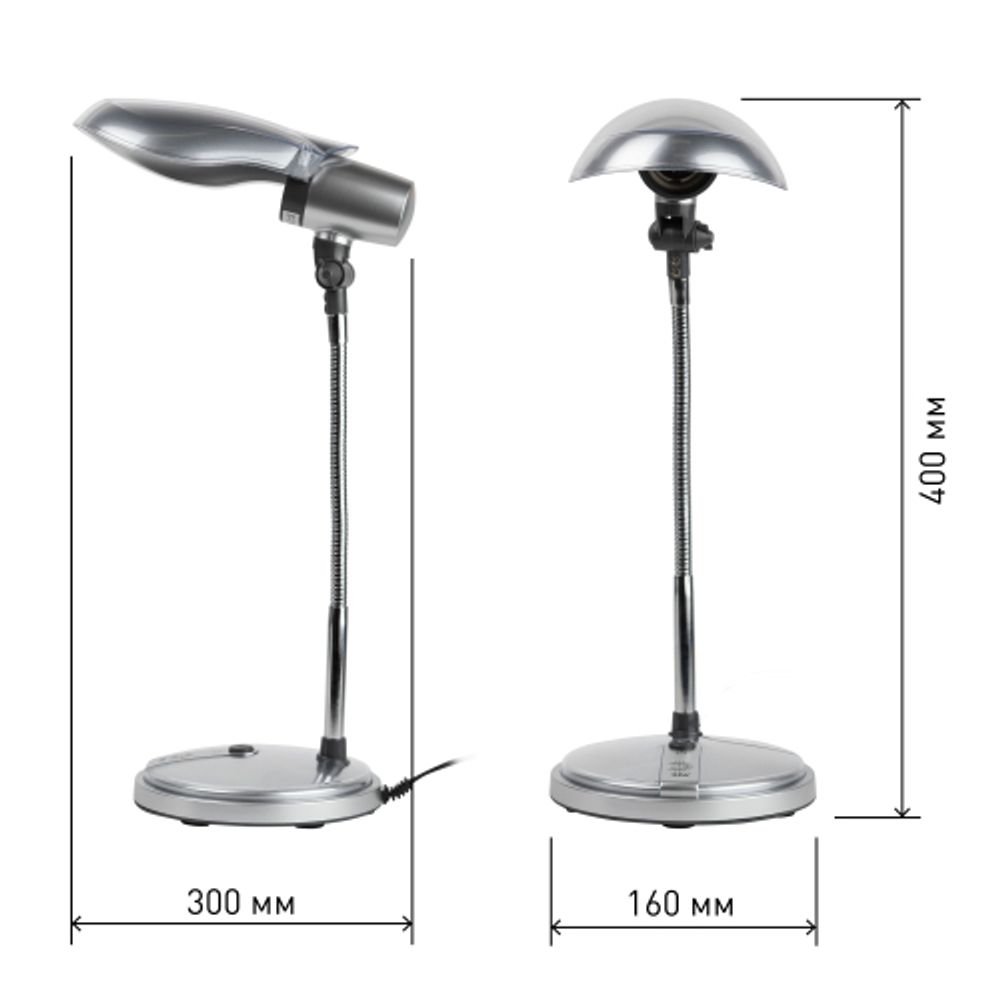 Настольный светильник ЭРА NE-301-E27-15W-S серебро | Настольные светильники под лампу