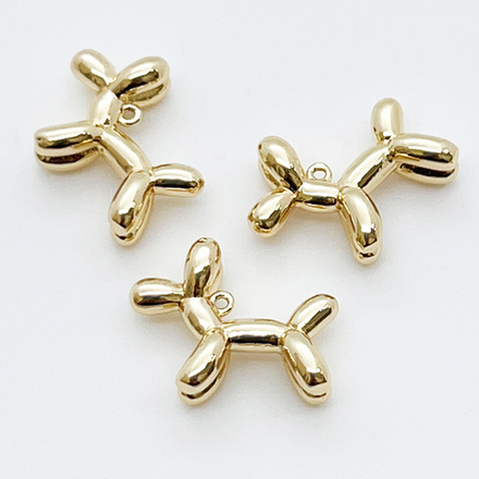 Подвеска Собачка из шариков, цвет золото, размер 16*13 мм, цена за 1 шт