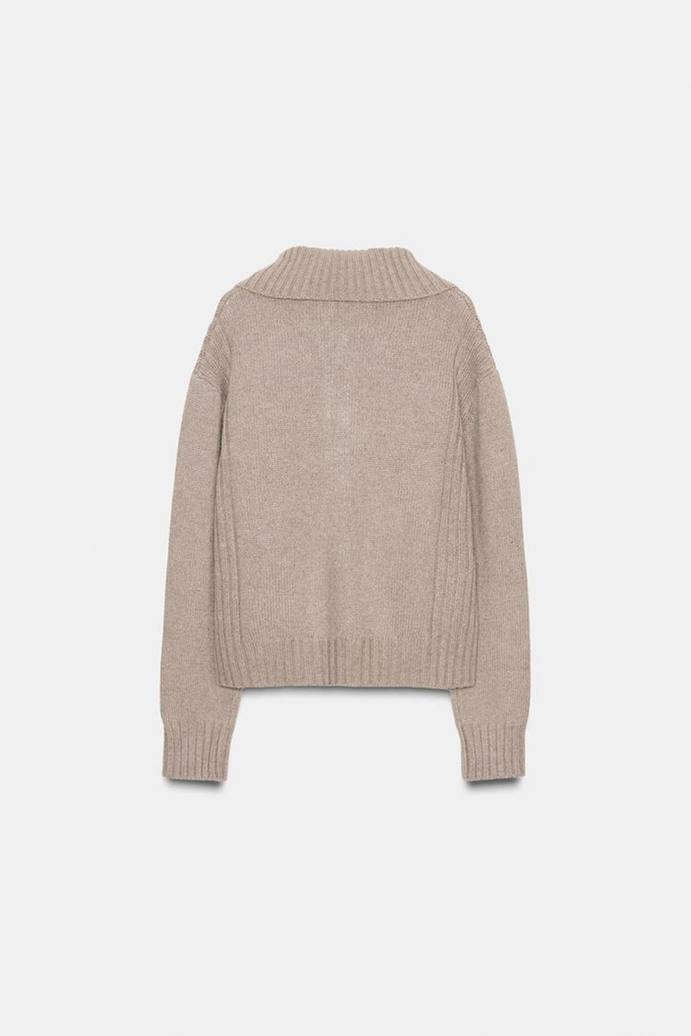 ZARА ВЯЗАНЫЙ КАРДИГАН С ОТДЕЛКОЙ В РУБЧИК, ТЕМНЫЙ БЕЖЕВО-КОРИЧНЕВЫЙ