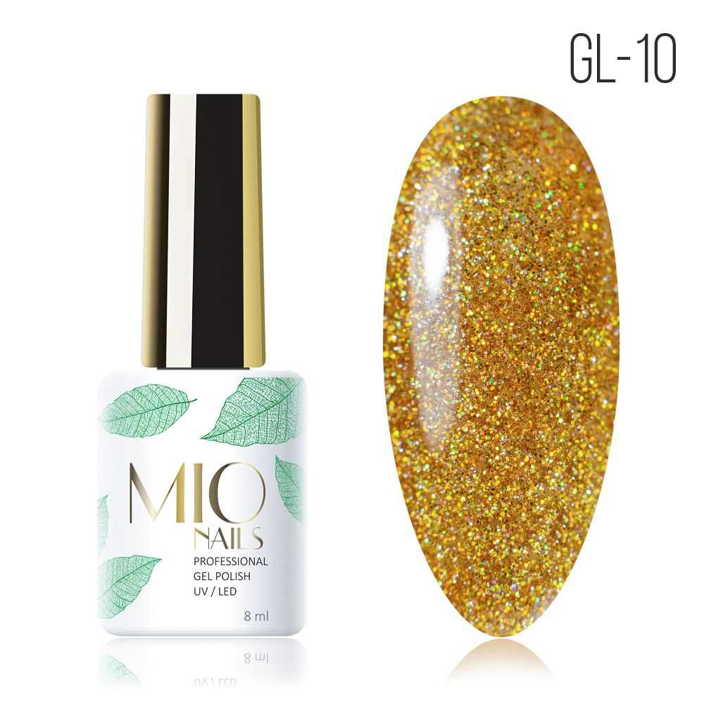 Mio Nails GL-10 Искрящийся золотой, 8 мл