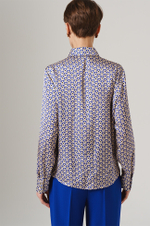 23145 Блузка женская (бежево-васильковый принт)