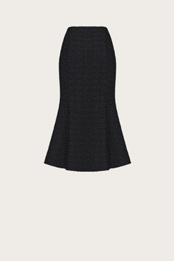 Юбка-годе из черного хлопкового твида