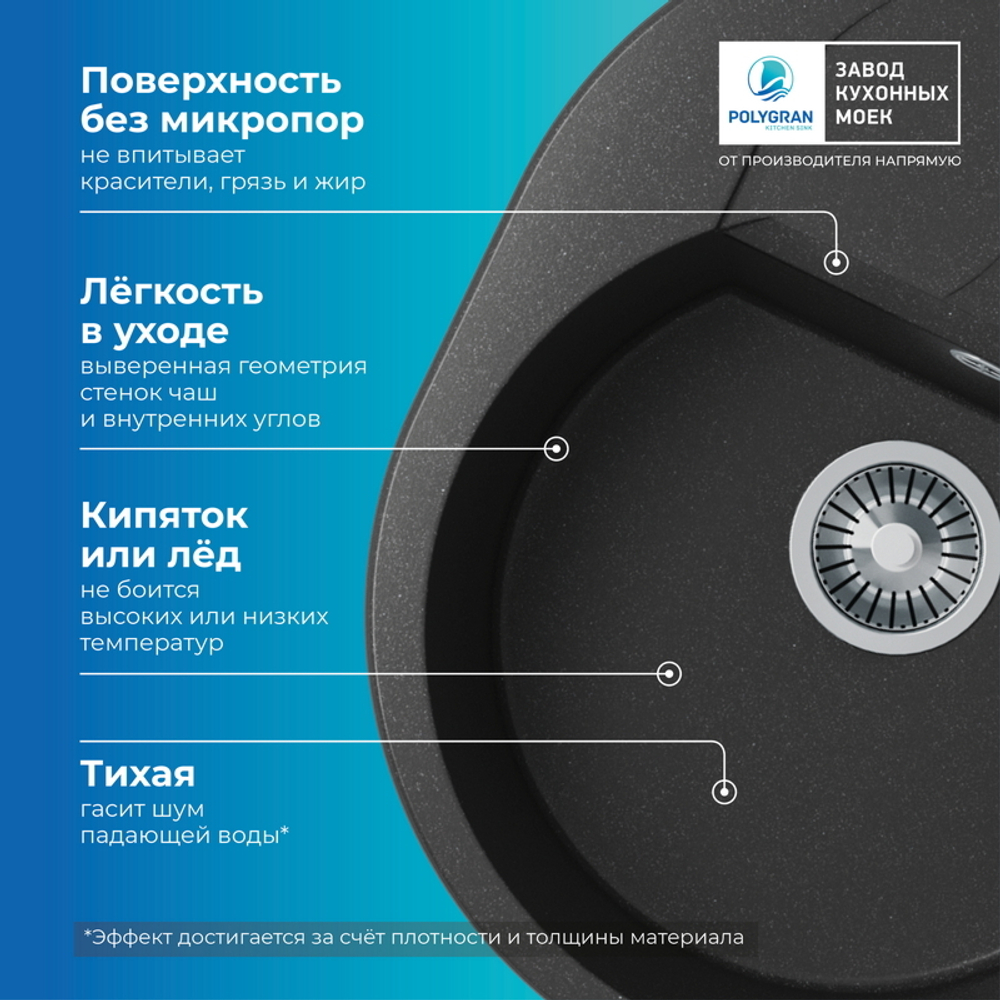 Мойка POLYGRAN ATOL-620 черный №16
