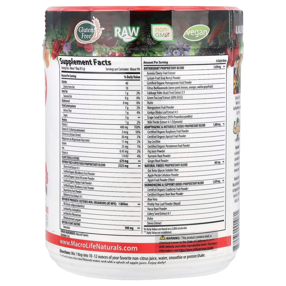 Macrolife Naturals, Miracle Reds, суперфуд, годжи, гранат, асаи, мангостин, 850 г (1,9 фунт)