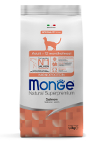Гипоаллергенный корм Monge Monoprotein Adult для взрослых кошек с лососем, 1,5 кг