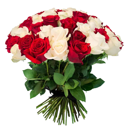Траурный букет «40 красных и белых роз»