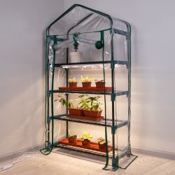 Теплица ЭРА FITO-House-4 со светильниками в комплекте 4 яруса 1250х690х300 мм | Теплица