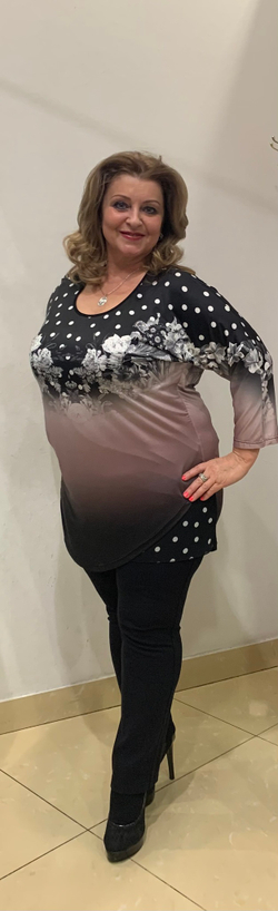 Тонкая туника с пудровым цветочным принтом