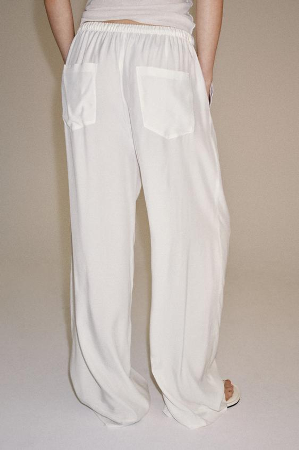 ZARA БРЮКИ СВОБОДНОГО КРОЯ — ZW COLLECTION, БЕЛЫЙ