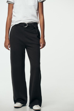 ZARA БРЮКИ В СТИЛЕ РУСТИК С РЕМНЕМ, УГОЛЬНЫЙ