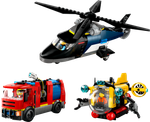 Конструктор LEGO City 60462 Лего : Набор «Вертолёт, пожарная машина и подводная лодка» для детей 7+