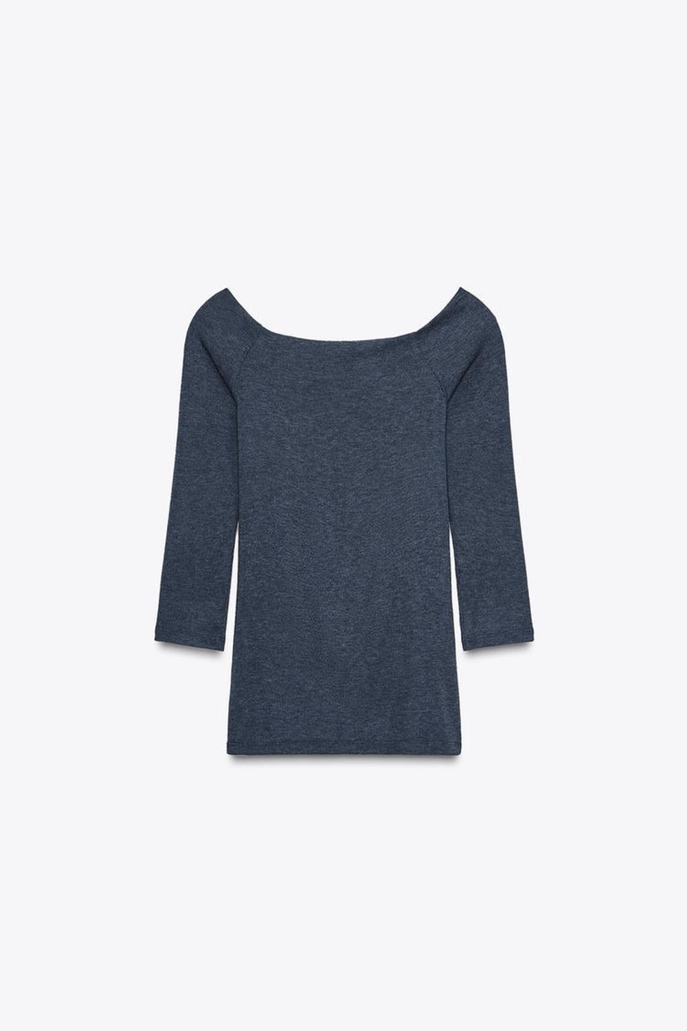 ZARA ФУТБОЛКА С ВЫРЕЗОМ «ЛОДОЧКА», СИНИЙ