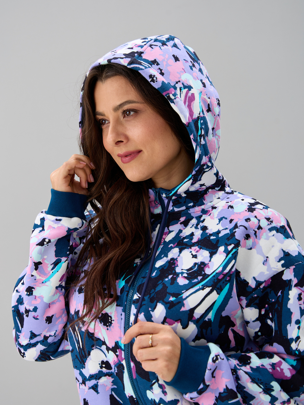 Олимпийка Офн-055Ц/петроль-цветочнаяфантазия